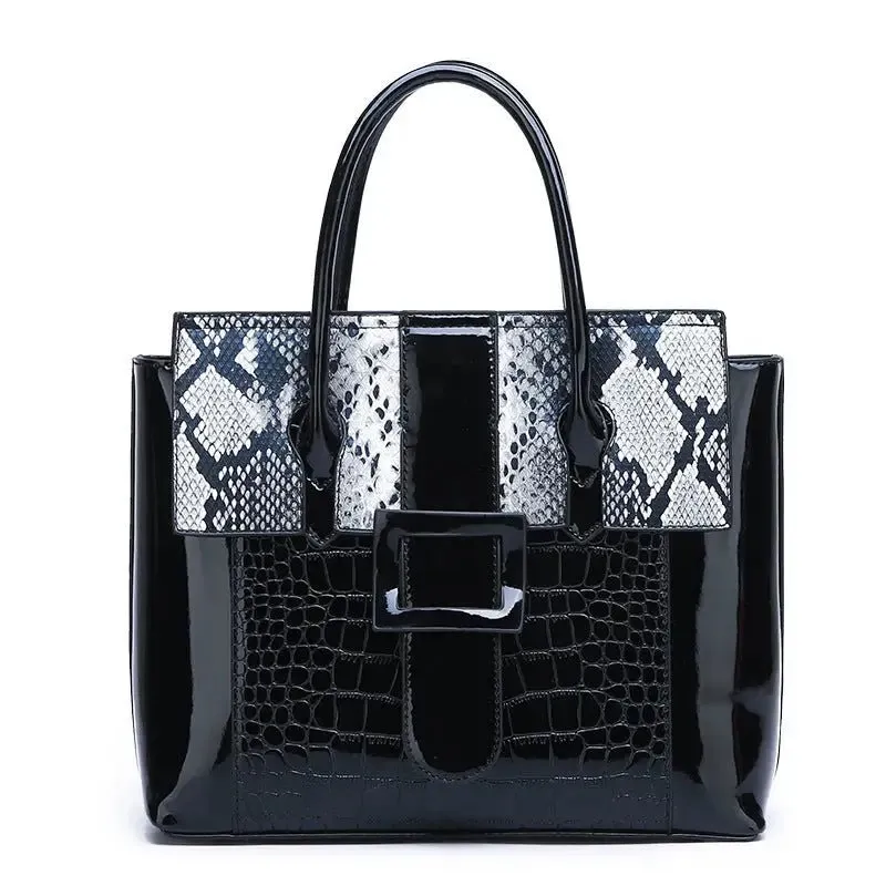 Snake Pattern Women's Shoulder Bag with Snake Design - Stylish 30x26x12cm Kelly Bag