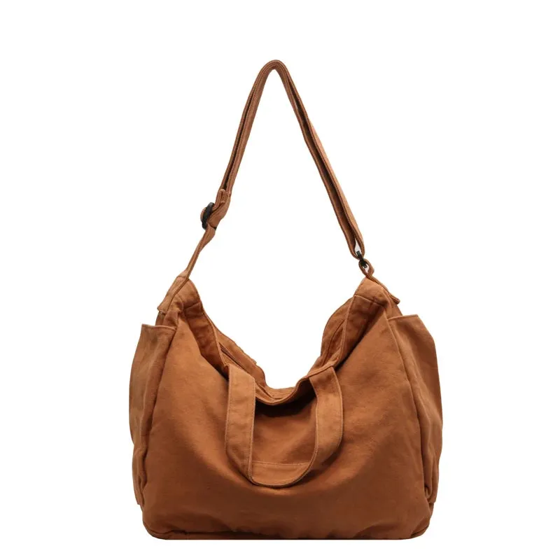Sohiwoo Large Capacity Canvas Shopper Bags For Women Solid Ladies Handbag Casual Tote Fashion Female Shoulder Bag Travel Crossbody Bag