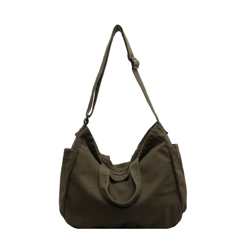 Sohiwoo Large Capacity Canvas Shopper Bags For Women Solid Ladies Handbag Casual Tote Fashion Female Shoulder Bag Travel Crossbody Bag