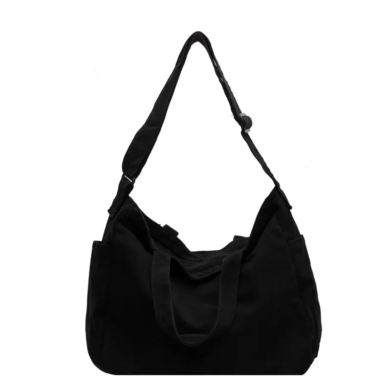 Sohiwoo Large Capacity Canvas Shopper Bags For Women Solid Ladies Handbag Casual Tote Fashion Female Shoulder Bag Travel Crossbody Bag