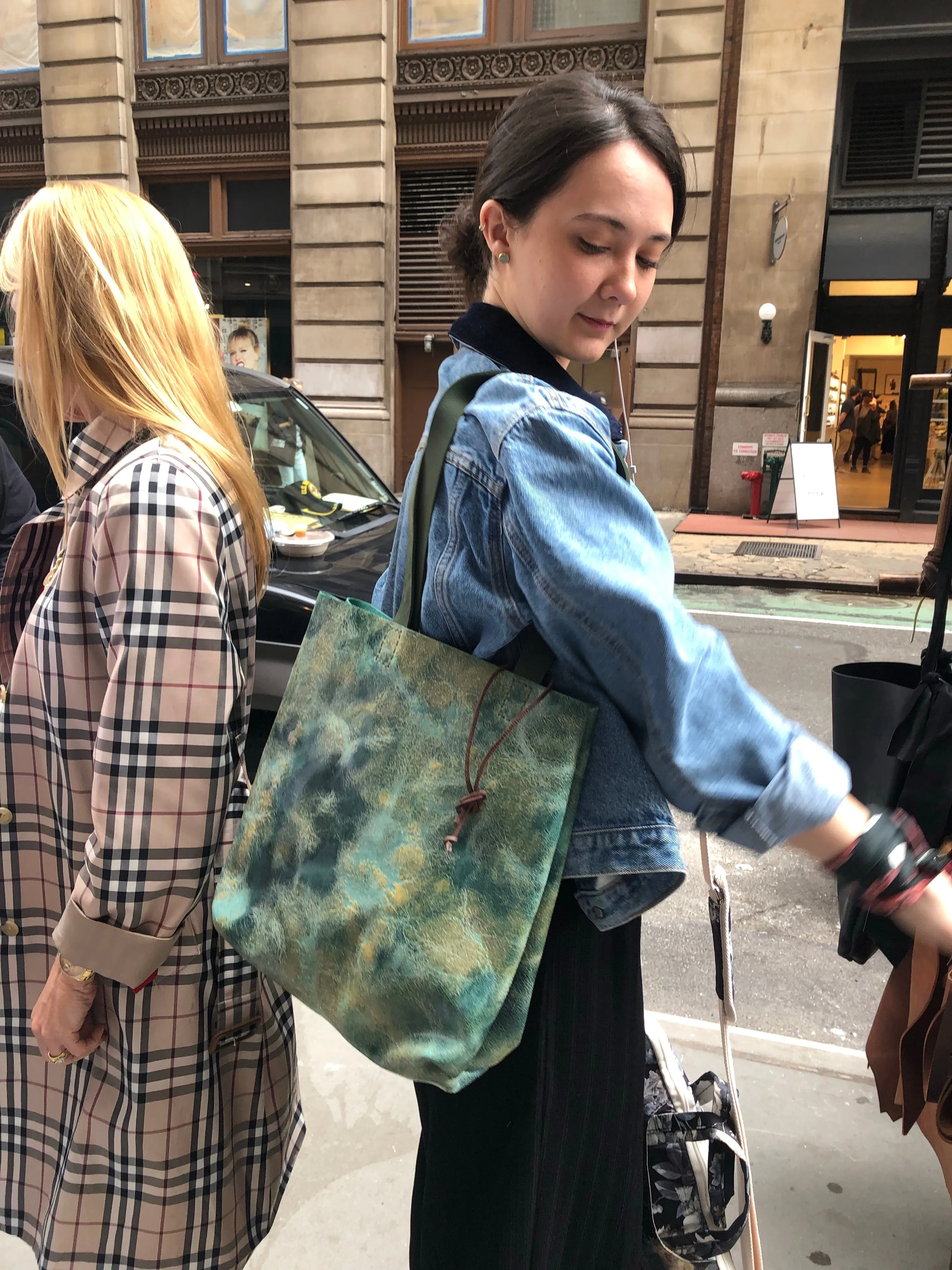 Spring Tote / Slim Leather Tote Bag / Leather Shoulder Bag