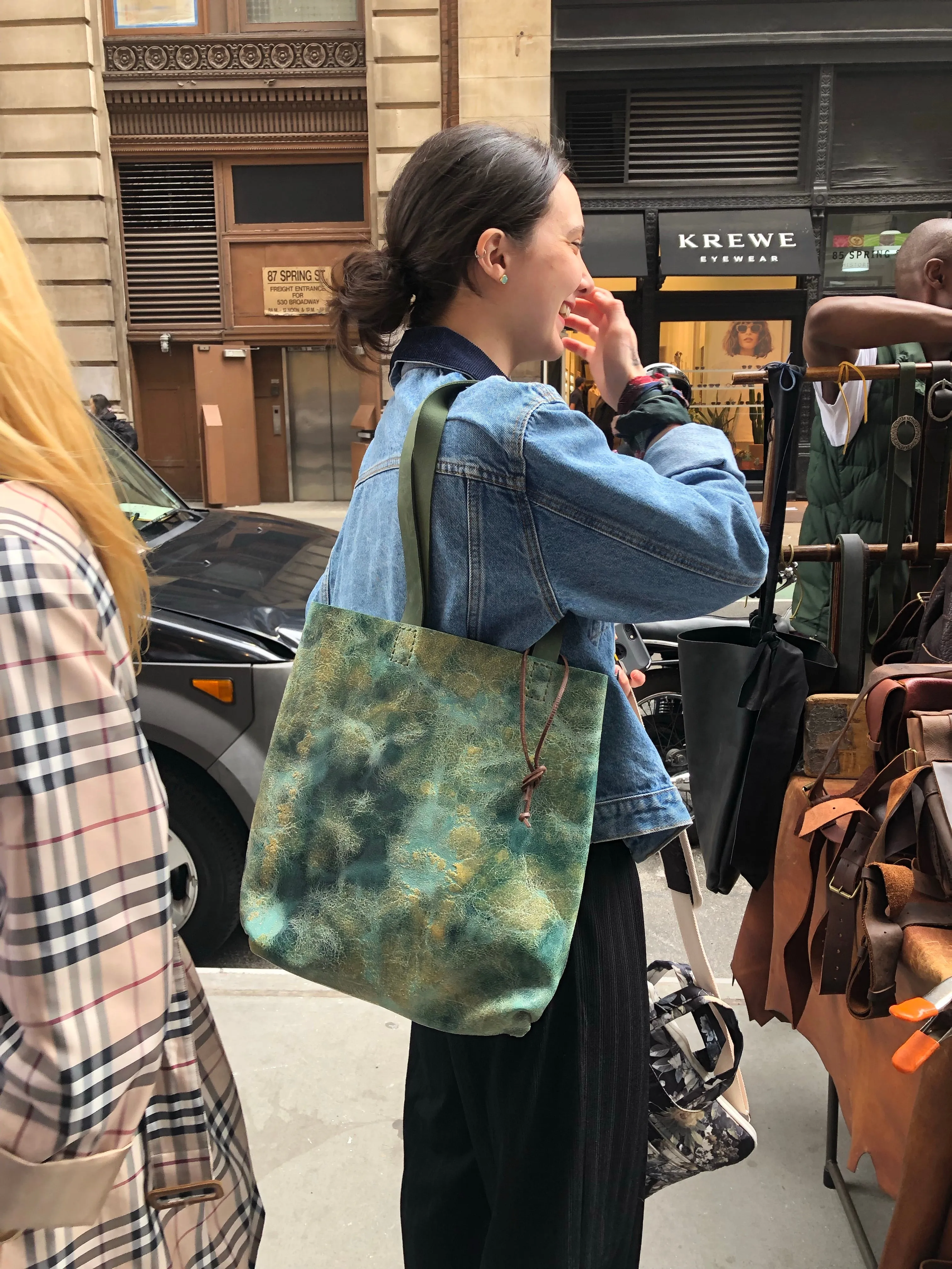 Spring Tote / Slim Leather Tote Bag / Leather Shoulder Bag