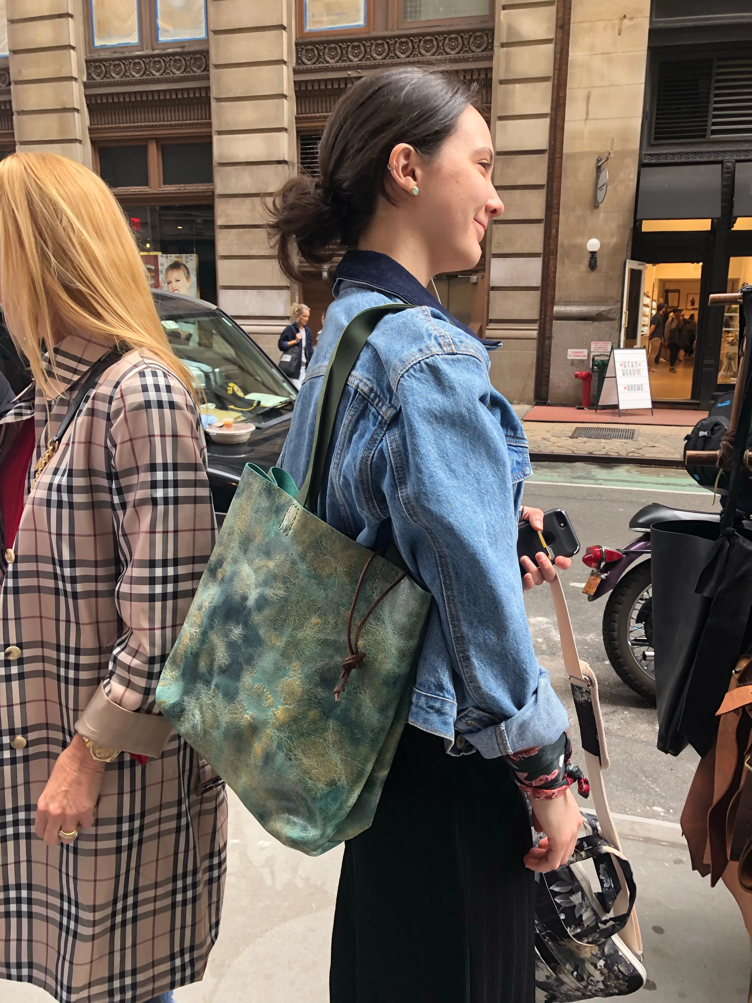 Spring Tote / Slim Leather Tote Bag / Leather Shoulder Bag