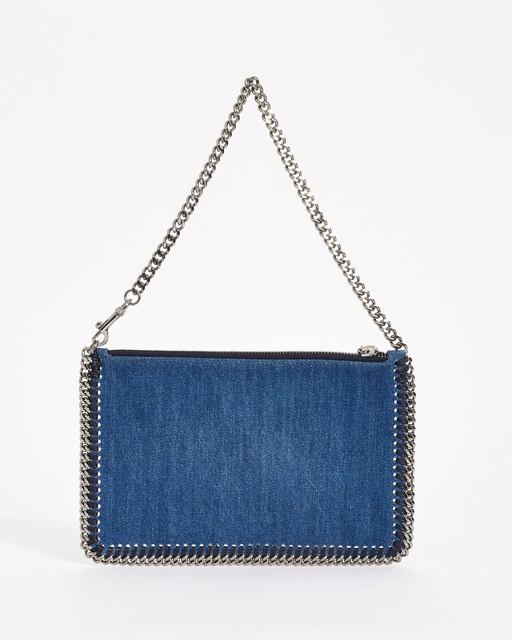 Stella McCartney Blue Embroidered Denim Falabella Mini Shoulder Bag