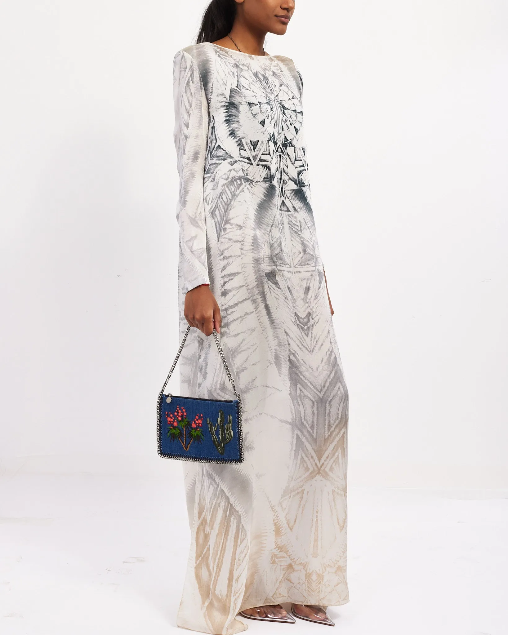 Stella McCartney Blue Embroidered Denim Falabella Mini Shoulder Bag