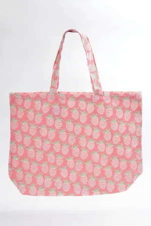 STRAWBERRY BLU JUTE TOTE