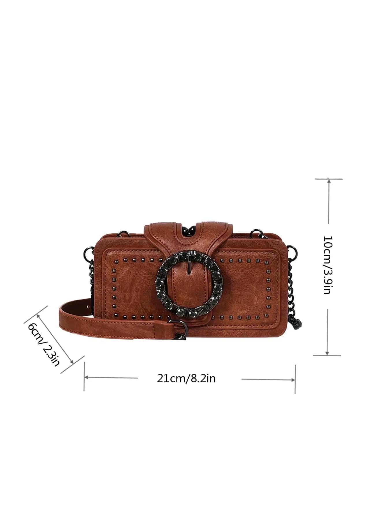 Studded & Buckle Decor Square Bag