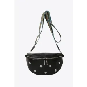 Stylish Leather Sling Bag with Unique Patterned Strap