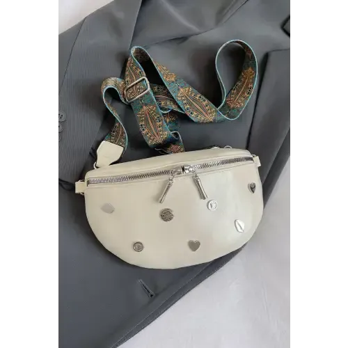 Stylish Leather Sling Bag with Unique Patterned Strap