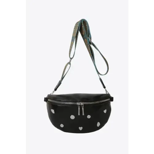 Stylish Leather Sling Bag with Unique Patterned Strap