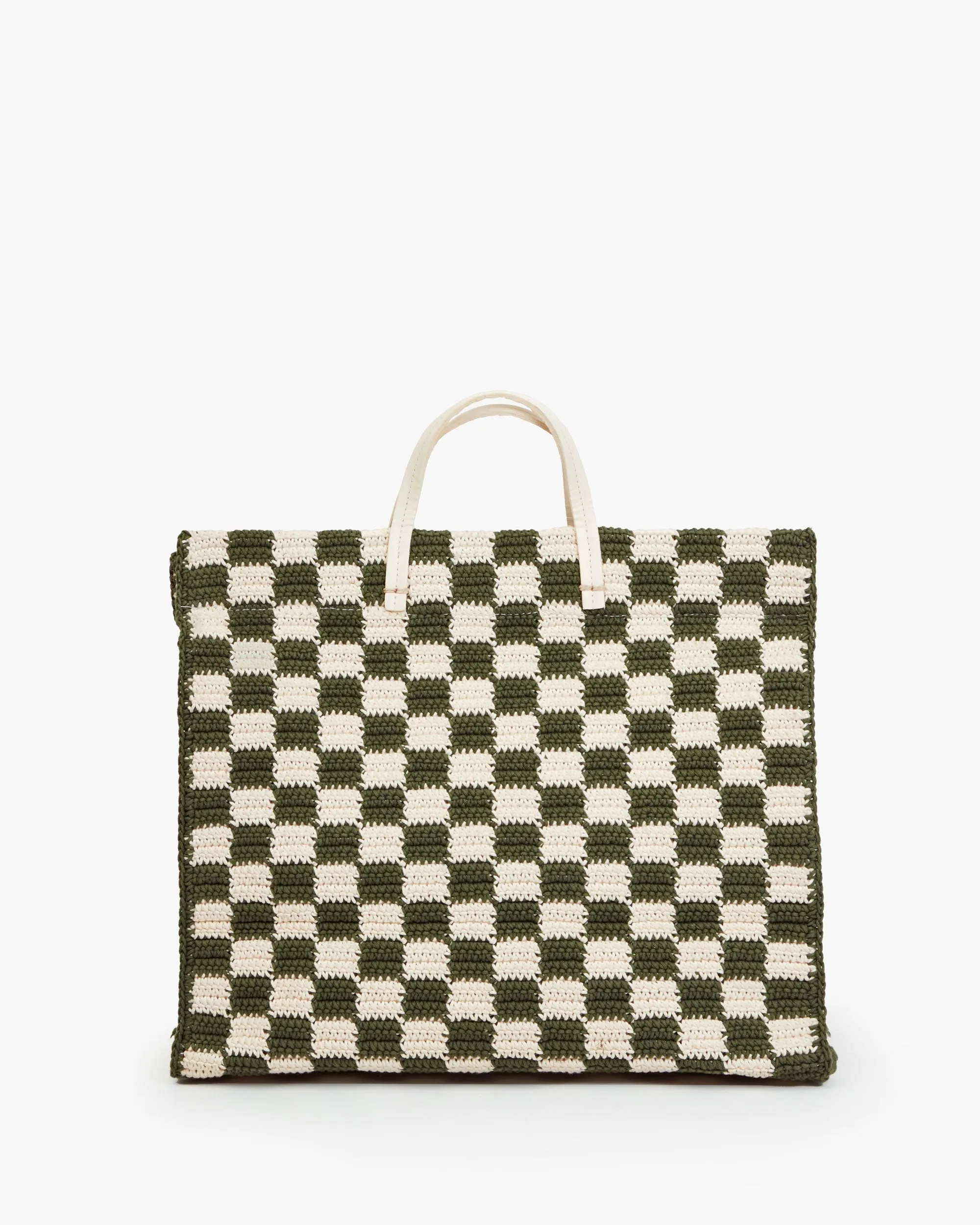 Summer Simple Tote - Olive & Cream Crochet Checker