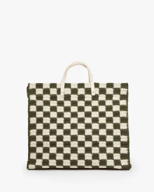 Summer Simple Tote - Olive & Cream Crochet Checker