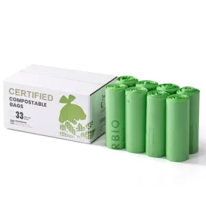SUPERBIO 33 Gallon Compostable Yard Waste Bags, Lawn & Leaf Bags, Extra Thick 1.57 Mil (120 Count Bulk), BPI and OK compost INDUSTRIAL