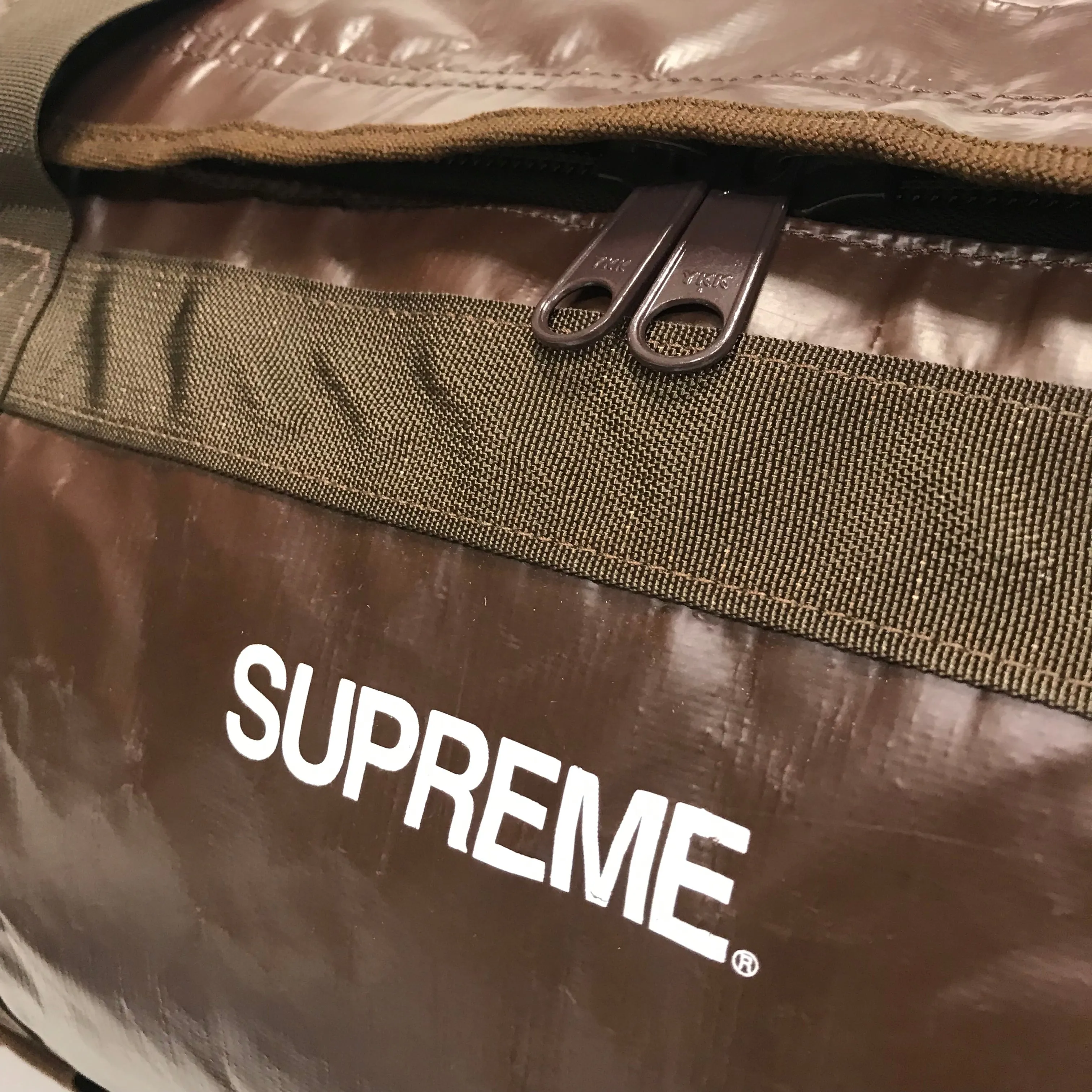 Supreme Vintage Vinyl Duffle Bag Brown