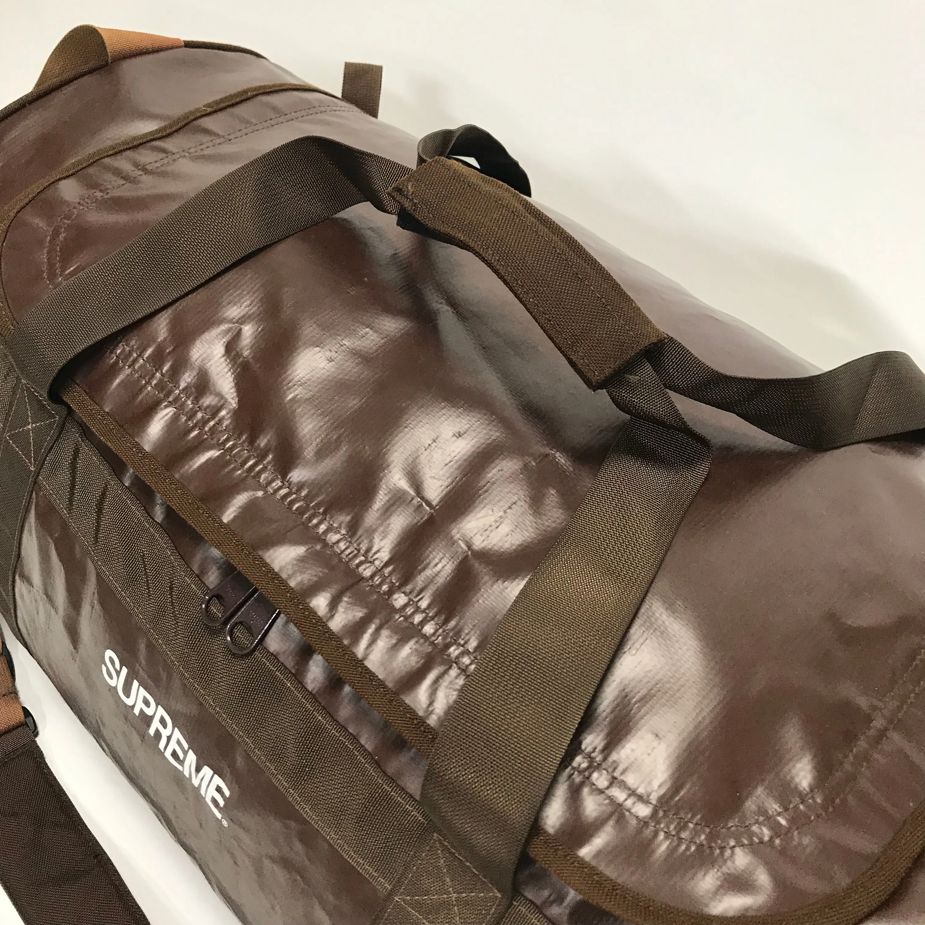 Supreme Vintage Vinyl Duffle Bag Brown