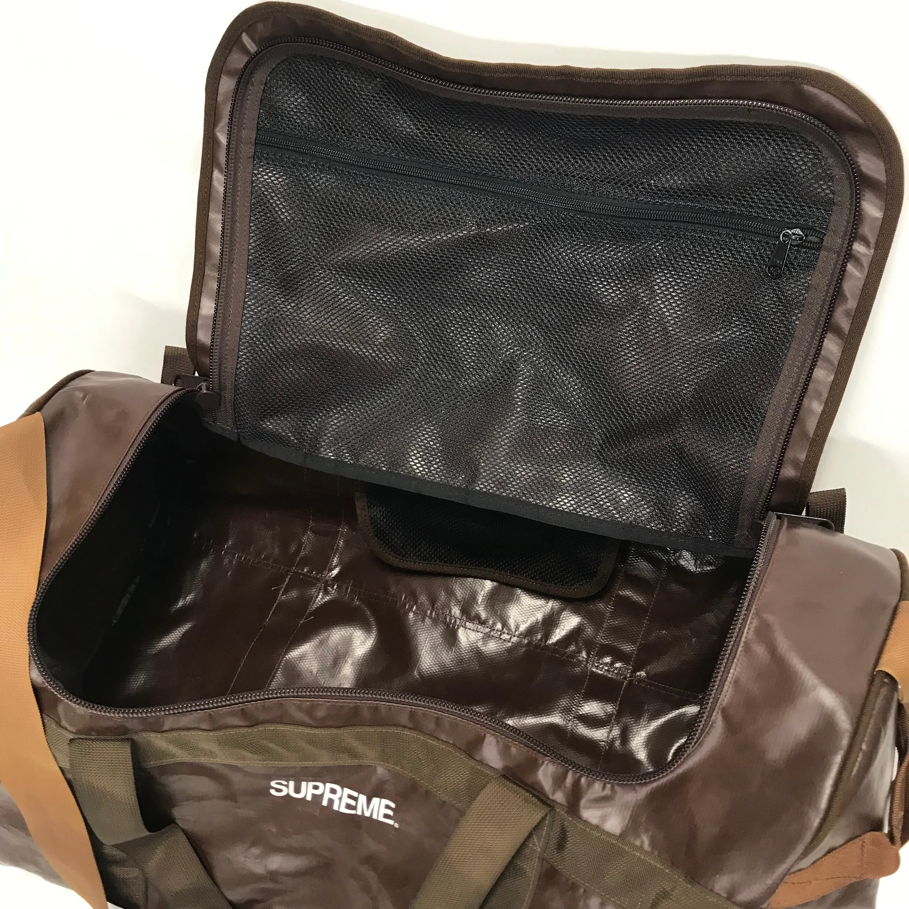 Supreme Vintage Vinyl Duffle Bag Brown