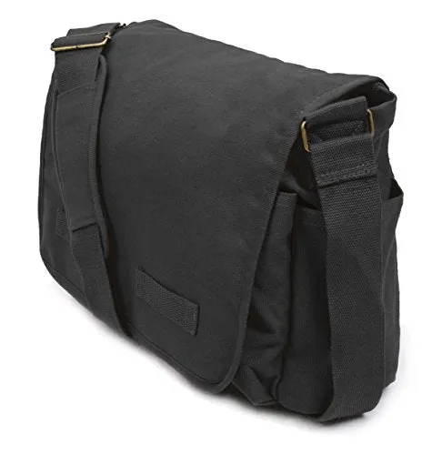 Sweetbriar Classic Messenger Bag - Vintage Canvas Shoulder, Black, Size Large