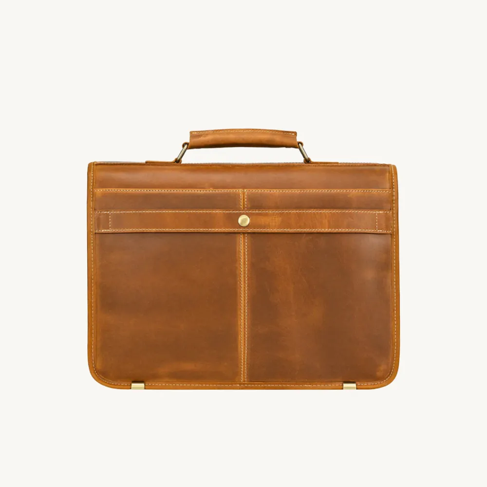 ﻿Tan Classicist Leather Briefcase
