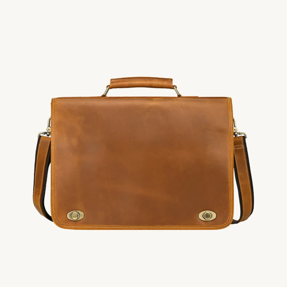 ﻿Tan Classicist Leather Briefcase