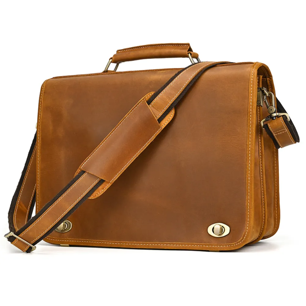 ﻿Tan Classicist Leather Briefcase