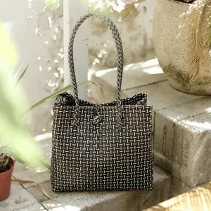 Toko Recycled Woven Tote Bag, in Black