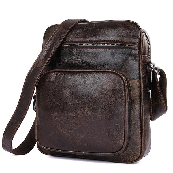 Top Grain Leather Messenger Bags Vintage Leather Bags For Men Crossbody Single Shoulder Bag