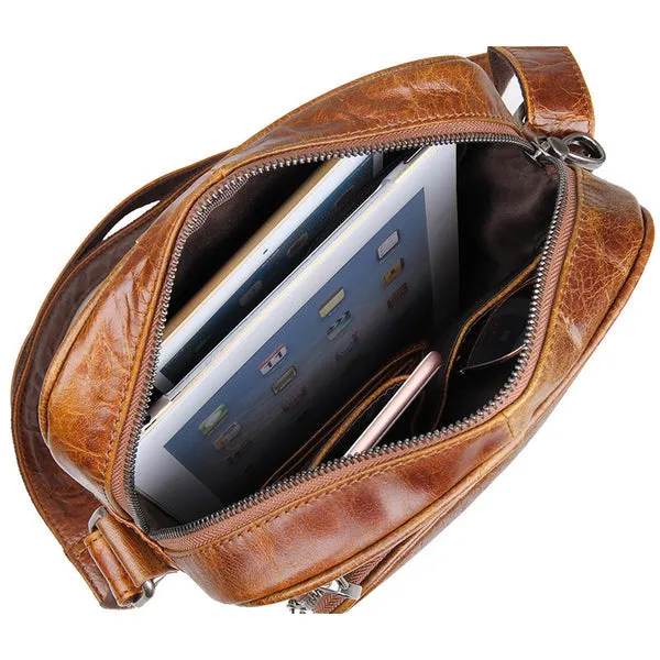 Top Grain Leather Messenger Bags Vintage Leather Bags For Men Crossbody Single Shoulder Bag