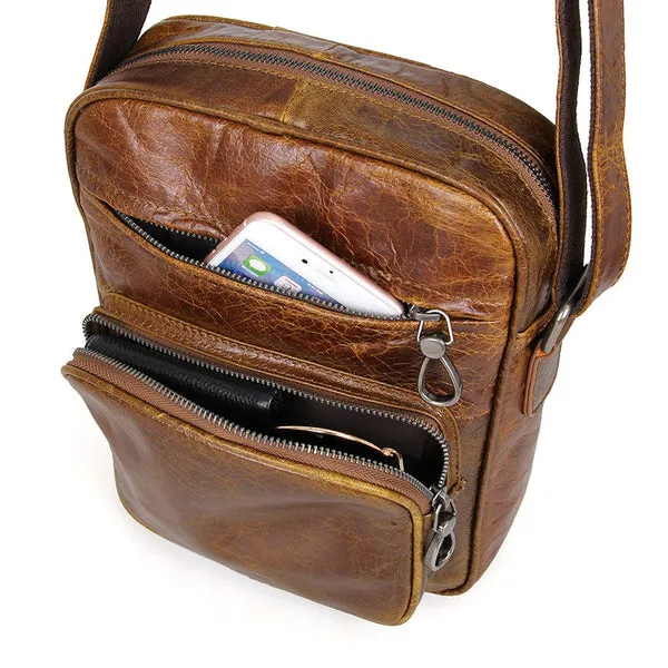Top Grain Leather Messenger Bags Vintage Leather Bags For Men Crossbody Single Shoulder Bag