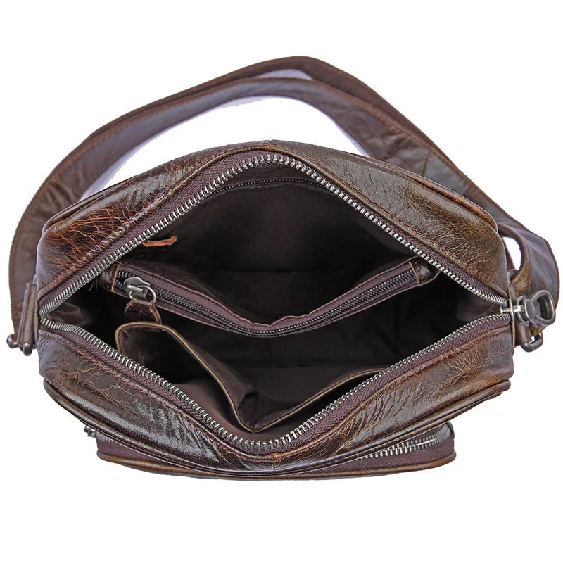 Top Grain Leather Messenger Bags Vintage Leather Bags For Men Crossbody Single Shoulder Bag
