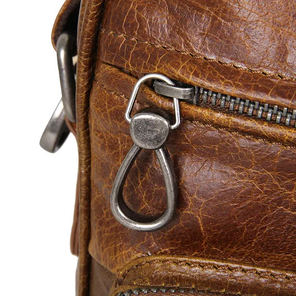Top Grain Leather Messenger Bags Vintage Leather Bags For Men Crossbody Single Shoulder Bag