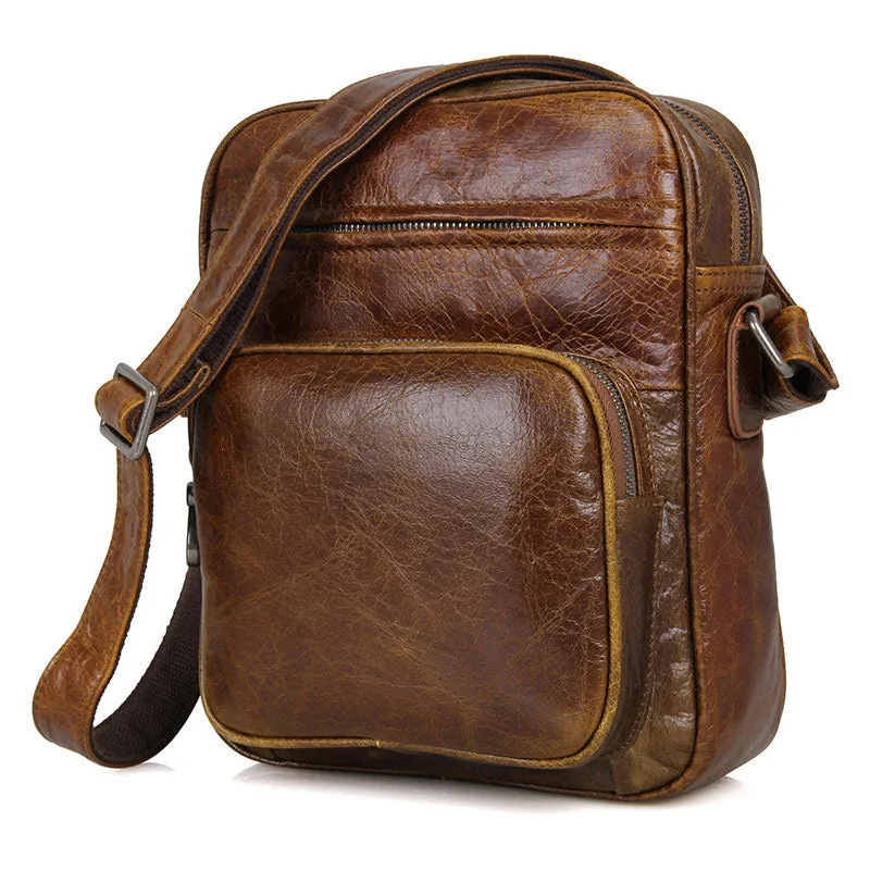 Top Grain Leather Messenger Bags Vintage Leather Bags For Men Crossbody Single Shoulder Bag