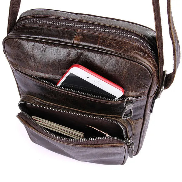 Top Grain Leather Messenger Bags Vintage Leather Bags For Men Crossbody Single Shoulder Bag
