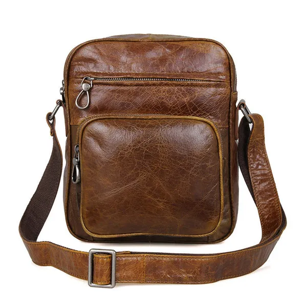 Top Grain Leather Messenger Bags Vintage Leather Bags For Men Crossbody Single Shoulder Bag