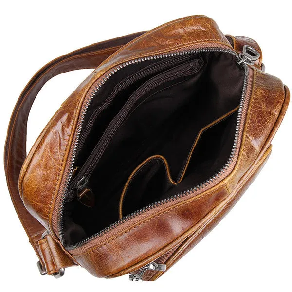 Top Grain Leather Messenger Bags Vintage Leather Bags For Men Crossbody Single Shoulder Bag