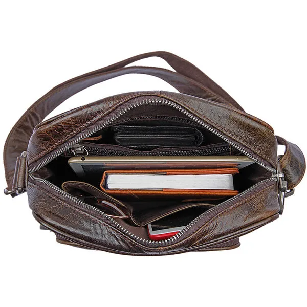 Top Grain Leather Messenger Bags Vintage Leather Bags For Men Crossbody Single Shoulder Bag