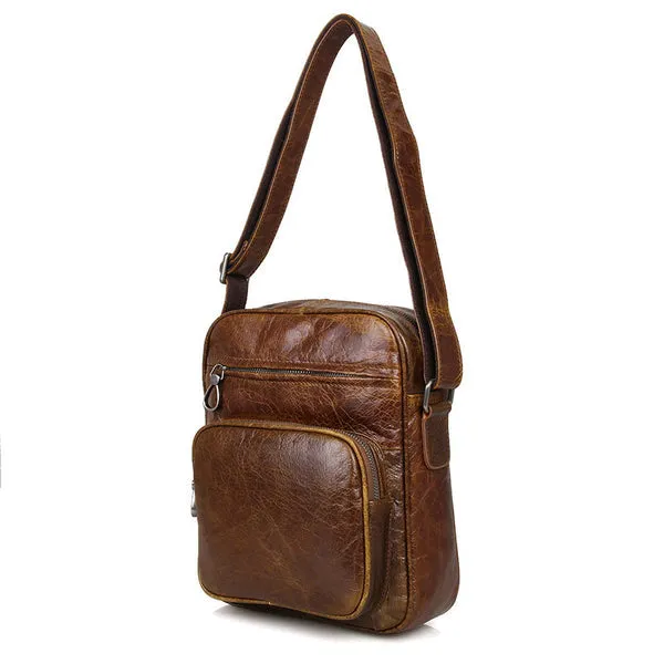 Top Grain Leather Messenger Bags Vintage Leather Bags For Men Crossbody Single Shoulder Bag