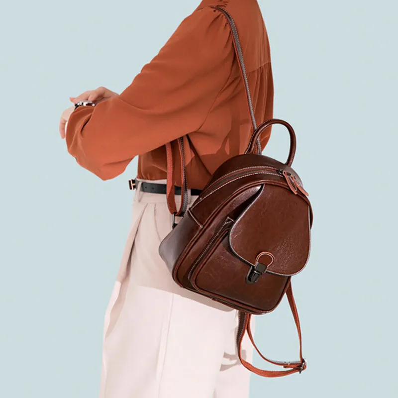 Top Grain Leather Women Backpack Leather City Backpack Travel Rucksack Womens Stylish School College Backpack Gift For Her