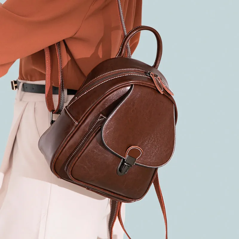 Top Grain Leather Women Backpack Leather City Backpack Travel Rucksack Womens Stylish School College Backpack Gift For Her
