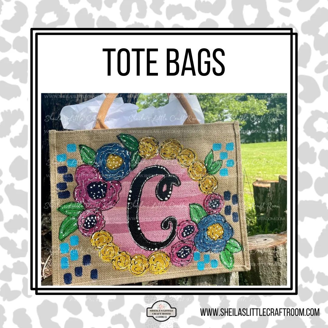 TOTE BAG - PINK STRIP FLORAL WITH MONOGRAM