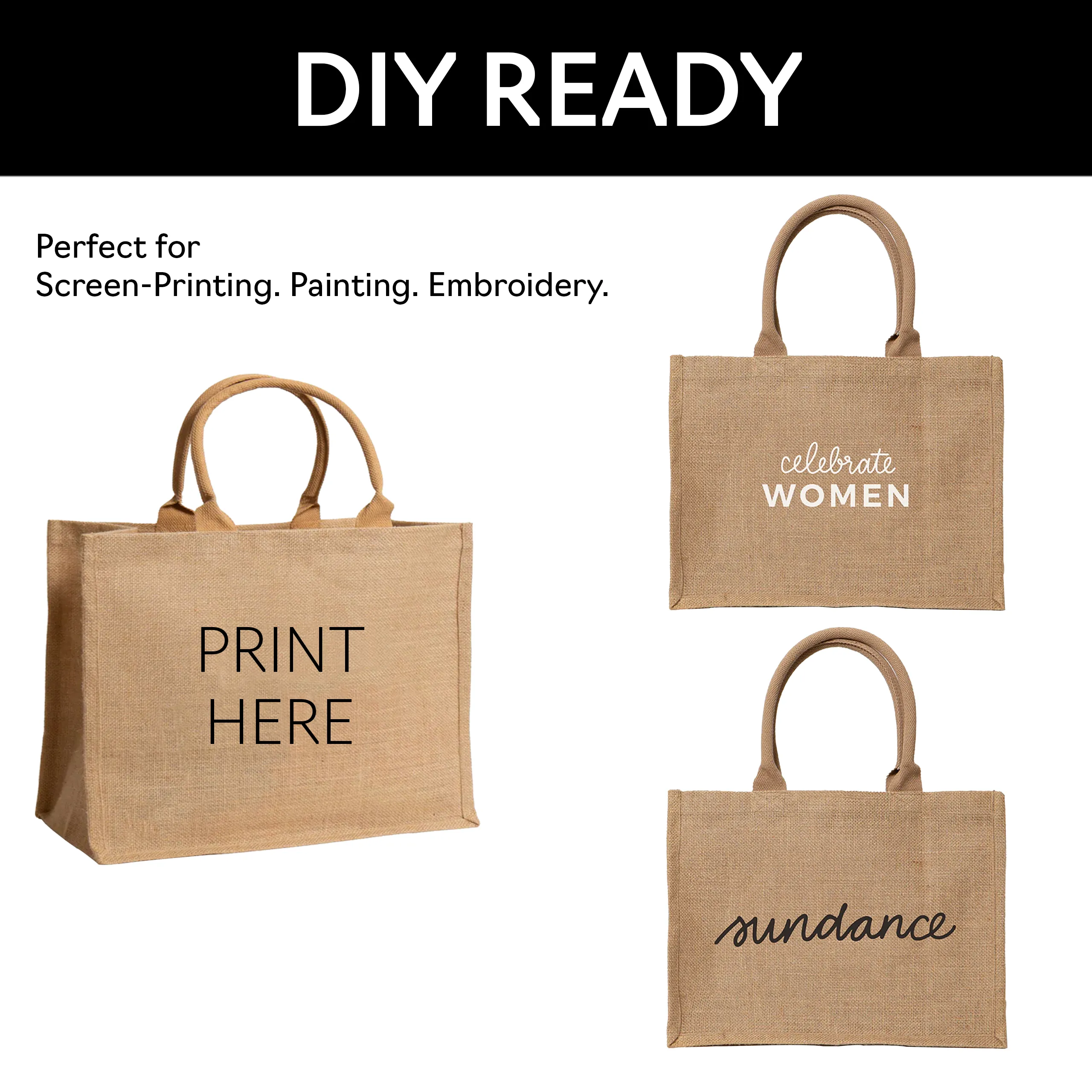 totes. Extra Large Burlap Bag with Handles 3 Pack