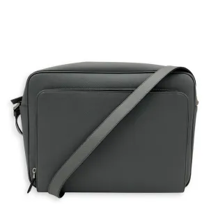 Travel Messenger  Messenger Bag Grey in Saffiano Leather, Silver