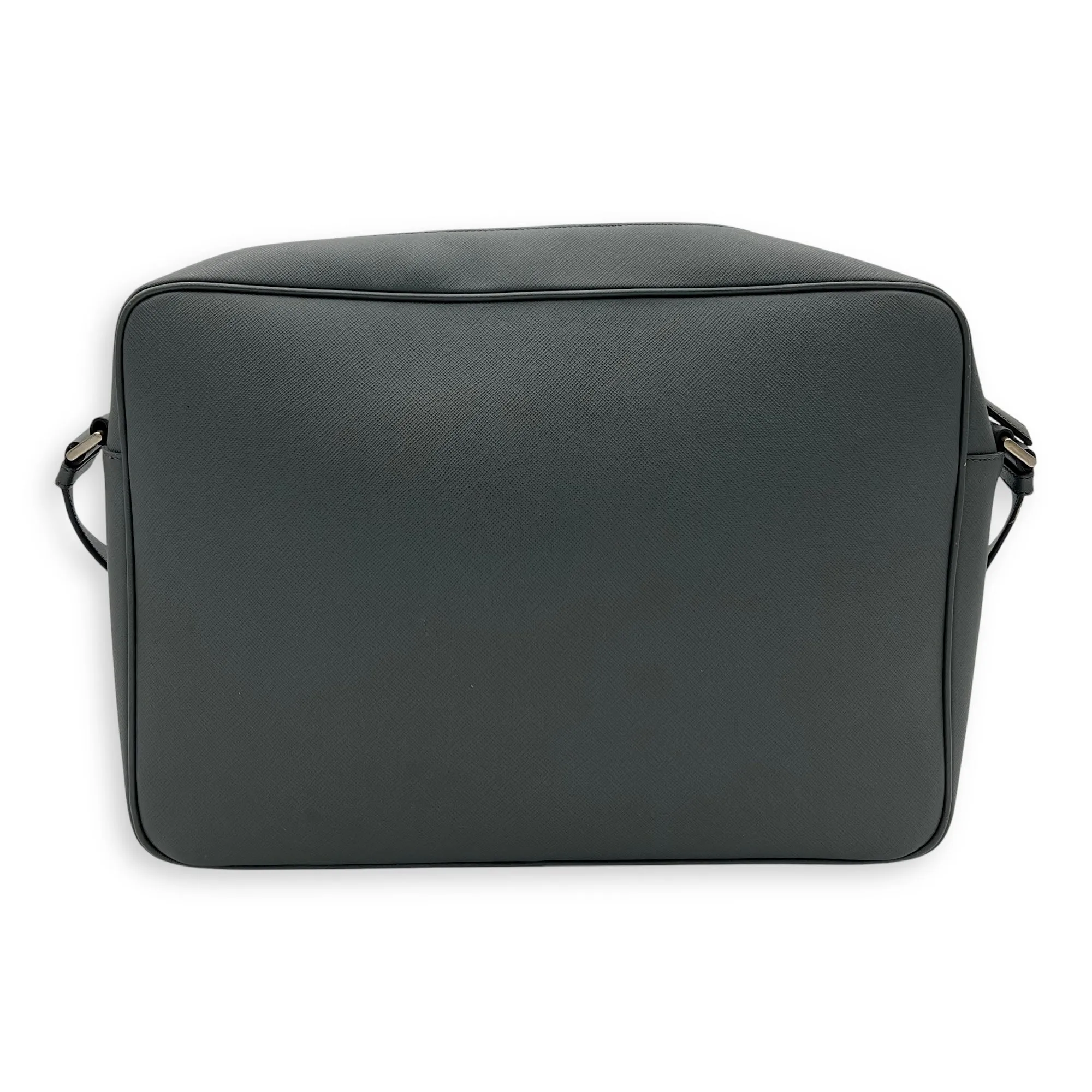 Travel Messenger  Messenger Bag Grey in Saffiano Leather, Silver