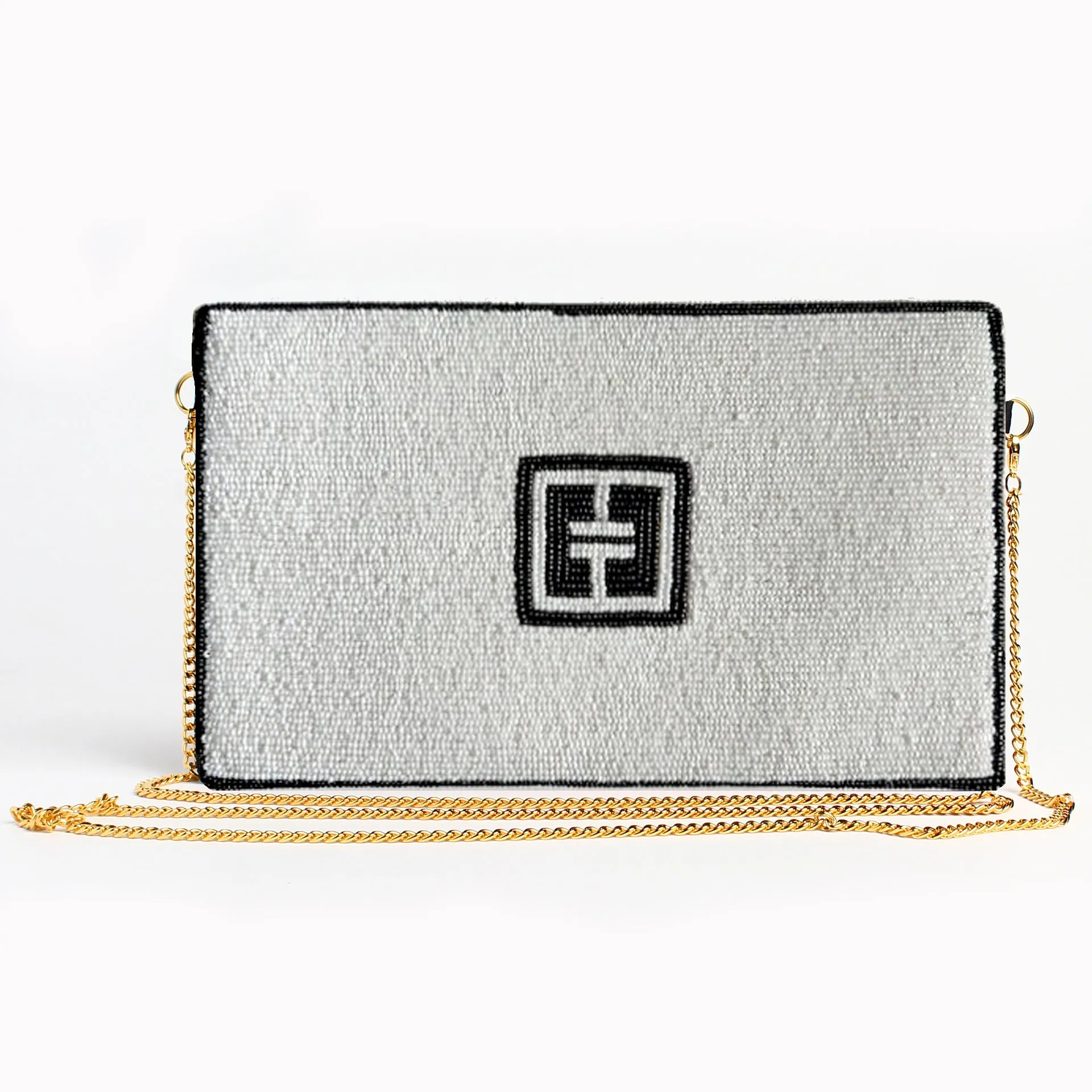 TT-MELLISUGA Hand Beaded Clutch-White