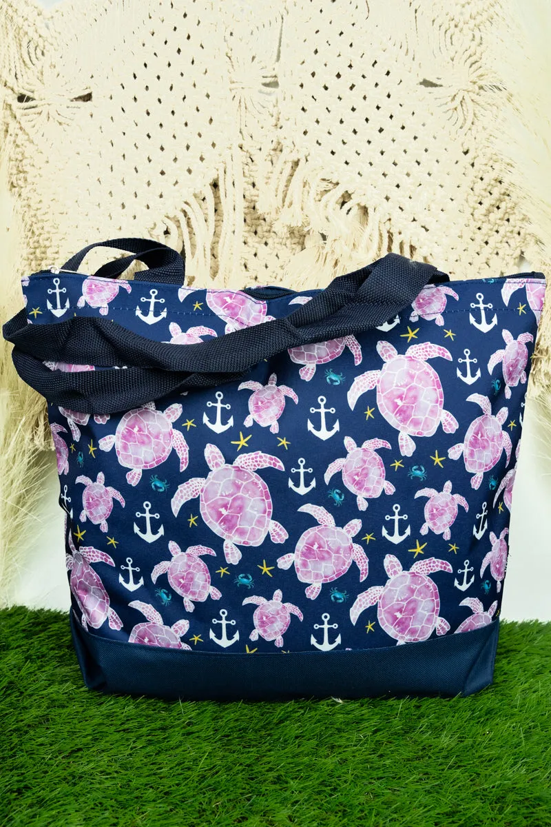 Turtle Cove with Navy Trim Tote Bag