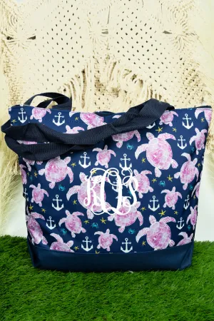 Turtle Cove with Navy Trim Tote Bag