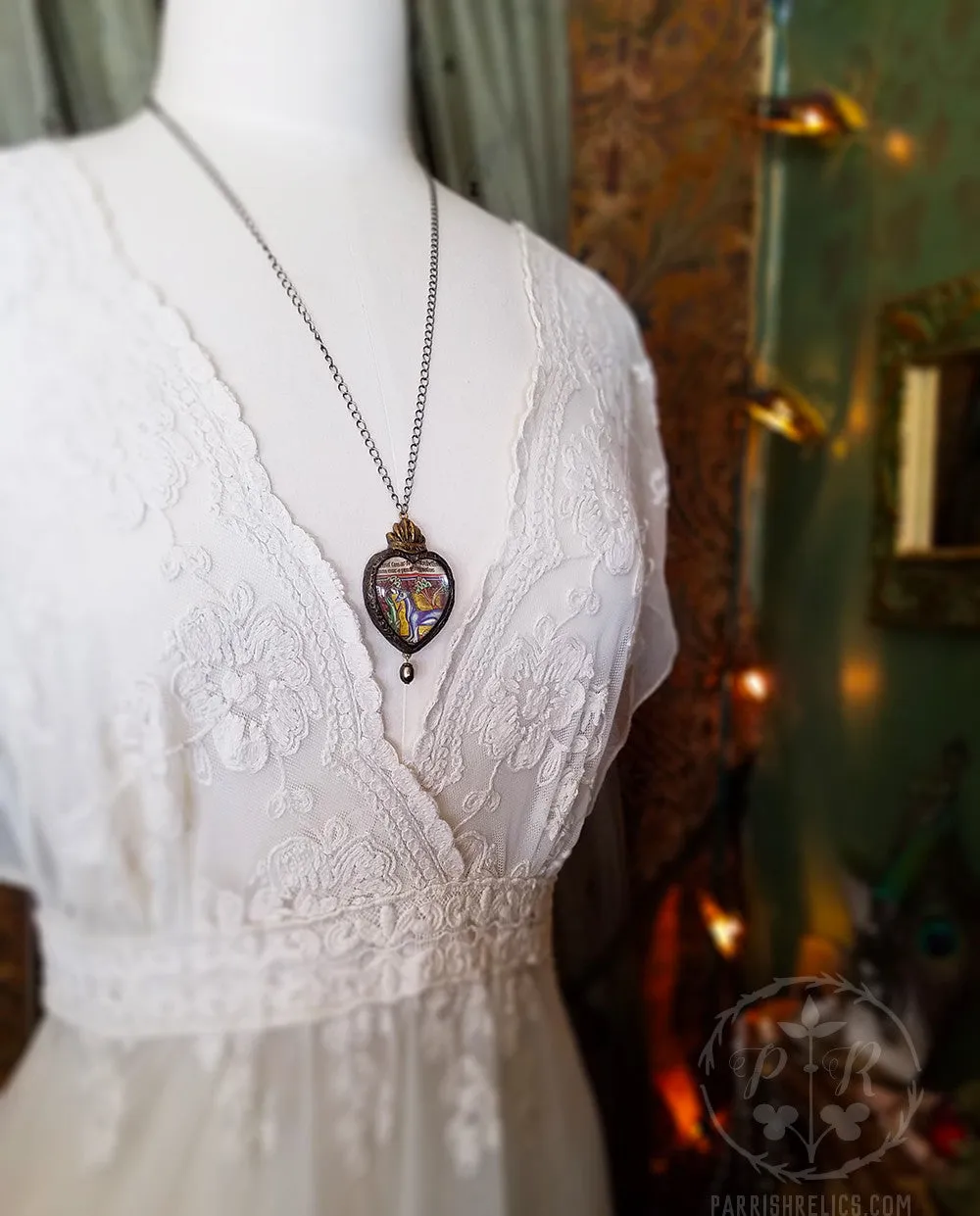 Unicorn Sacred Heart ~ Medieval Illumination Pictorial Shrine Amulet