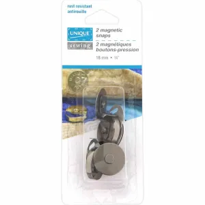 UNIQUE SEWING Magnetic Snaps - 18mm (3⁄4″) - Gunmetal - 2 pcs.