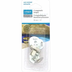UNIQUE SEWING Magnetic Snaps - 18mm (3⁄4″) - Silver - 2 pcs.