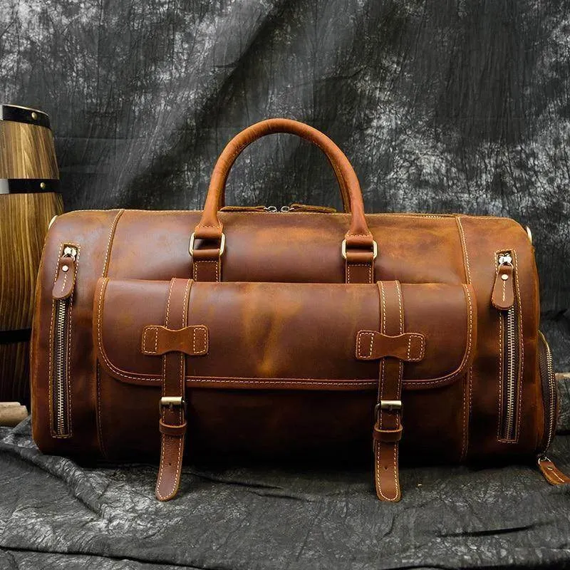 VacationGrabs Large Leather Travel Bag for Stylish Journeys