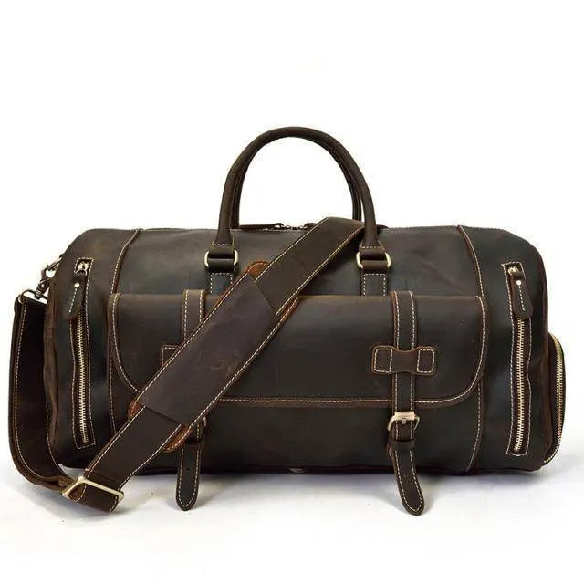VacationGrabs Large Leather Travel Bag for Stylish Journeys